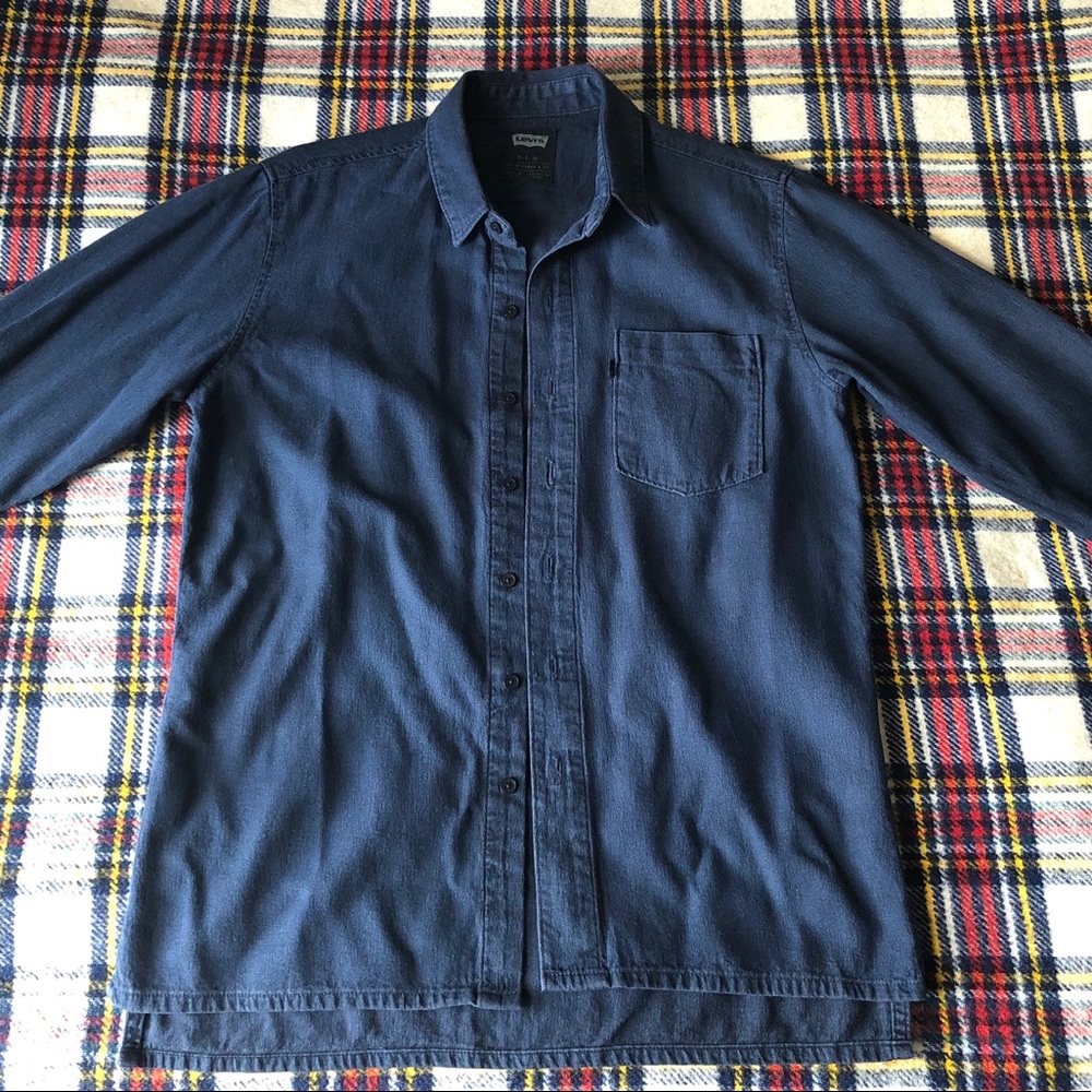 Levis Button Denim Shirt Mens S Long Sleeve  Navy